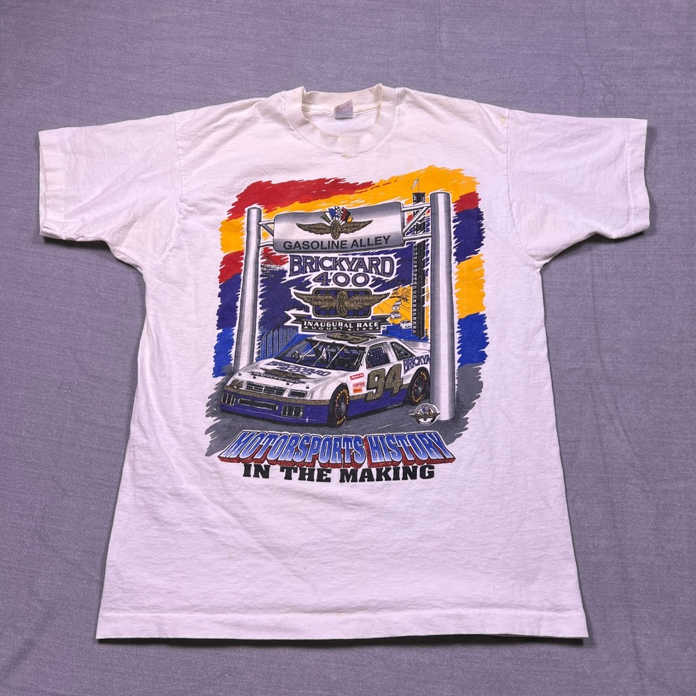 Vintage Hunter Sportswear Mens XL Brickyard 400 Inaugural Race‎ T Shirt White